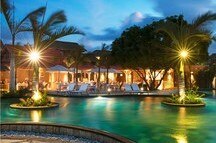 Lor Disab restaurant and swimming pool by night at the Zilwa Attitude Hotel Lor Disab restaurant and swimming pool by night at the Zilwa Attitude Hotel